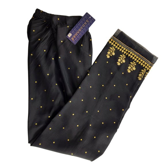 Womens Designer Trouser Pants Embellished Silk Viscose Sadabahar Brand Pakistani - Picture 10 of 16